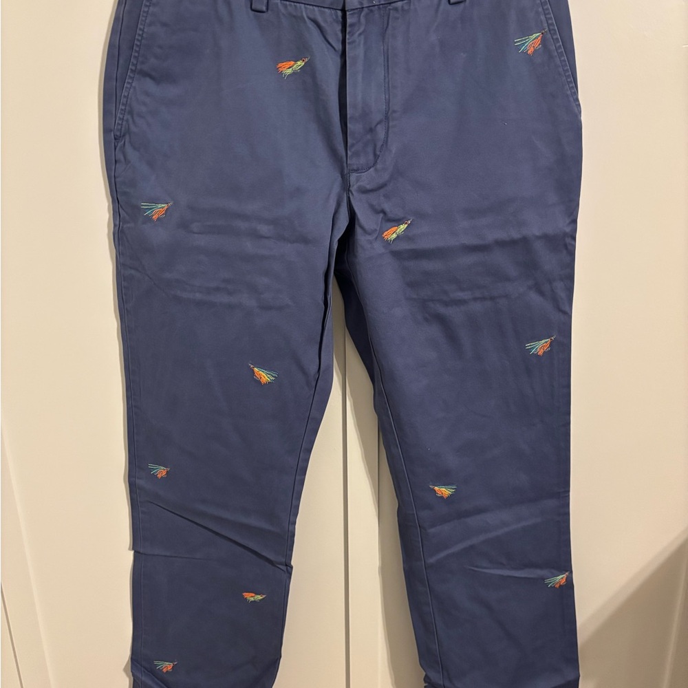 Vineyard Vines Blue Chino Pants with Embroidered Designs